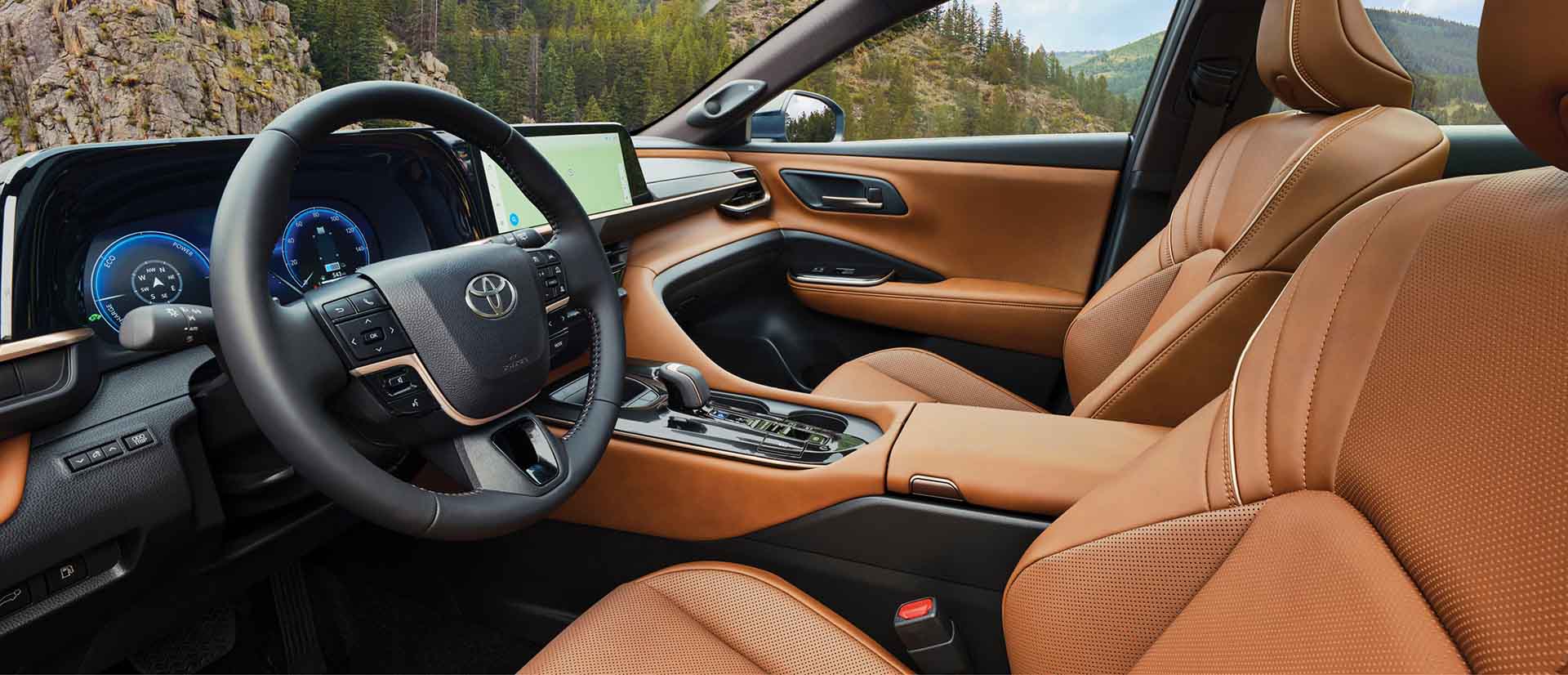 Toyota interior cockpit with luxury materials