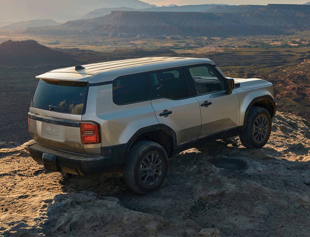 Land Cruiser overlooking a mountain range