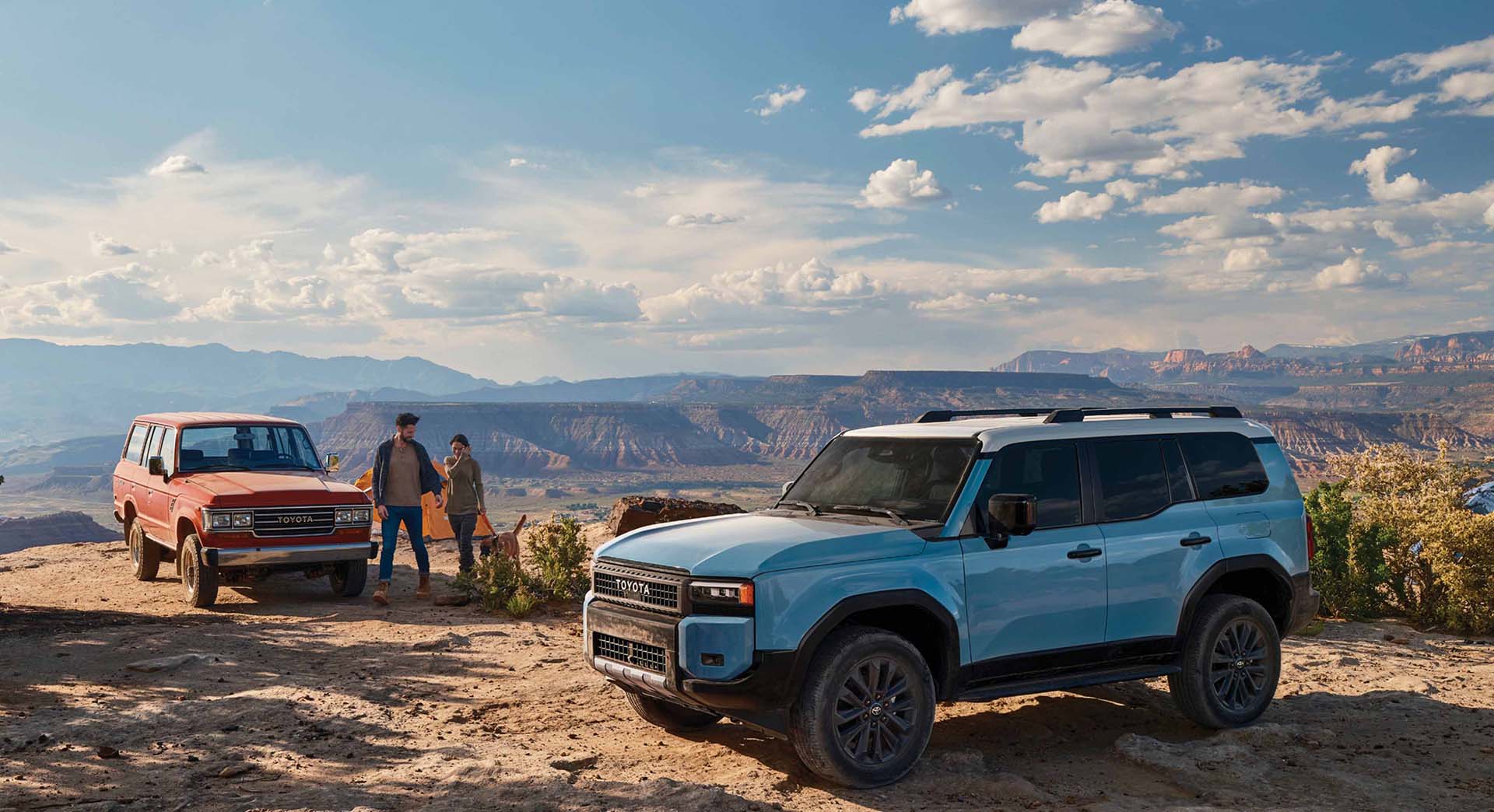 Toyota Land Cruiser parked on mountain top