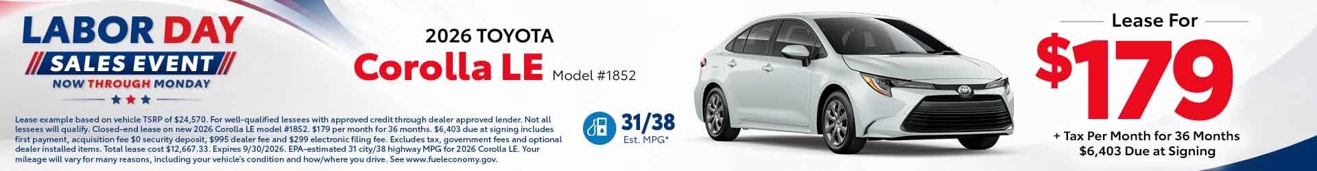 Corolla special offer