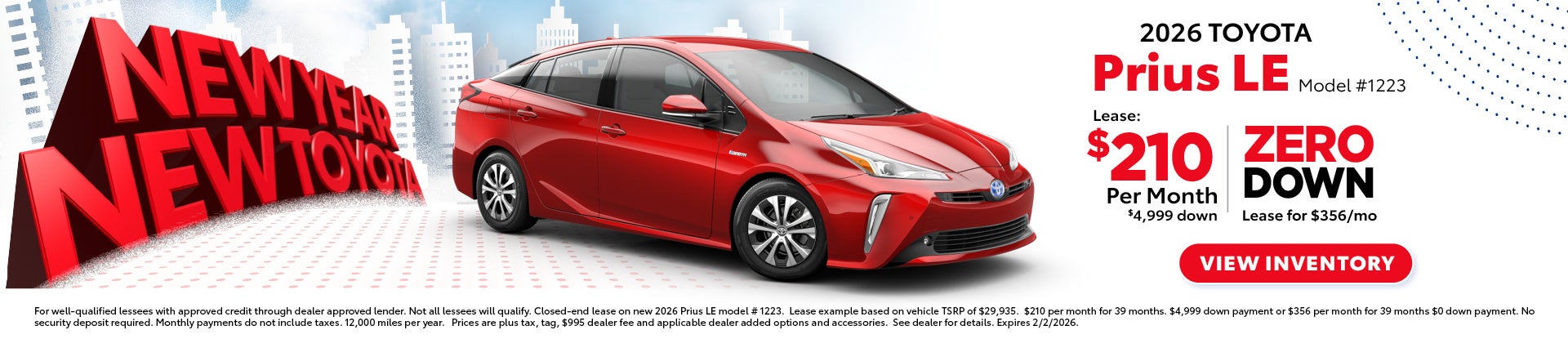 prius le lease for 210 per month or 356 zero down