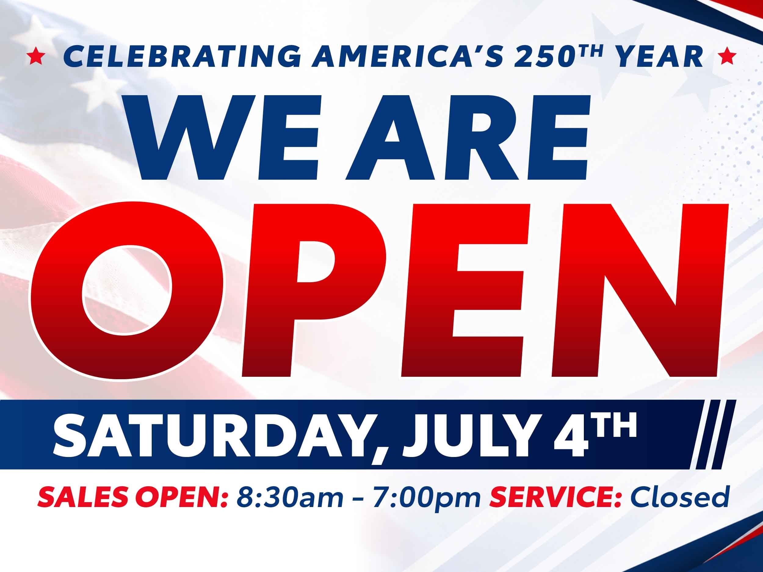 open saturday july 4th