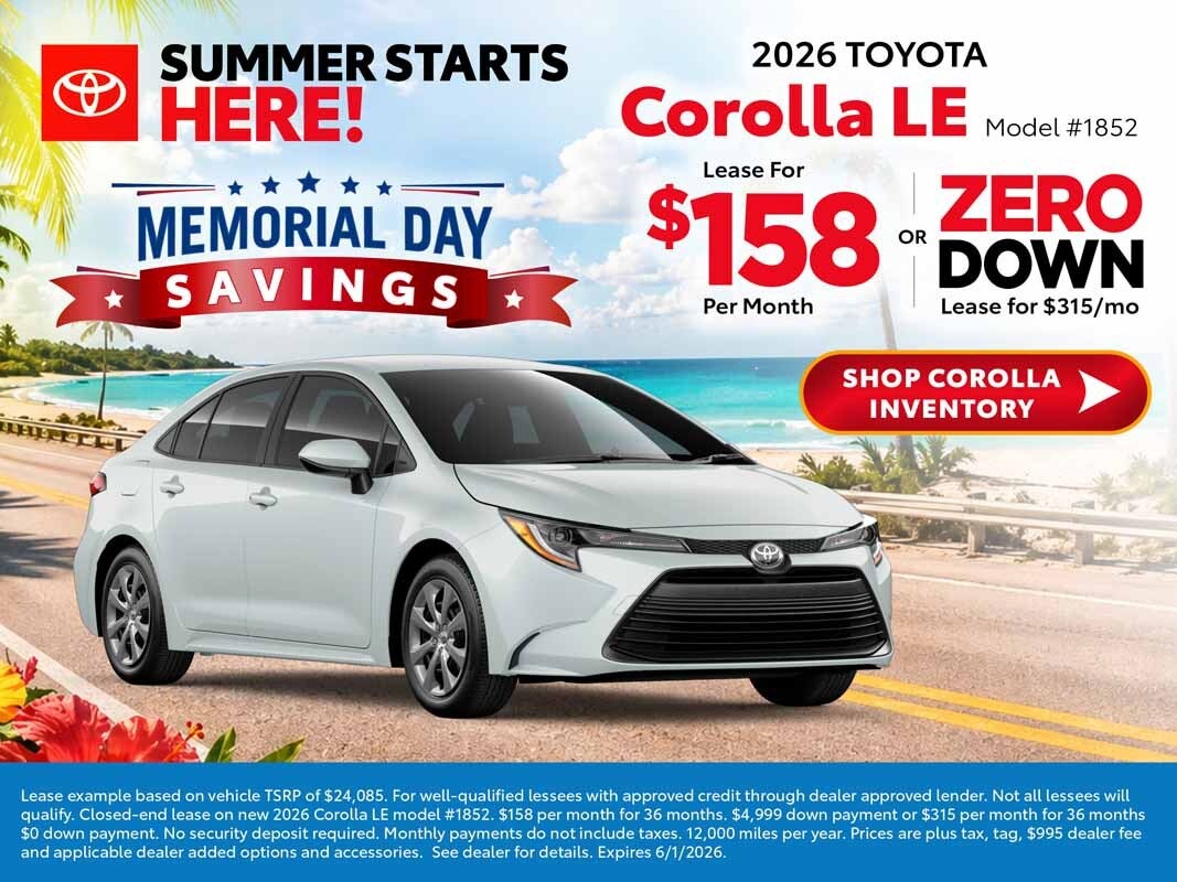 corolla memorial day savings