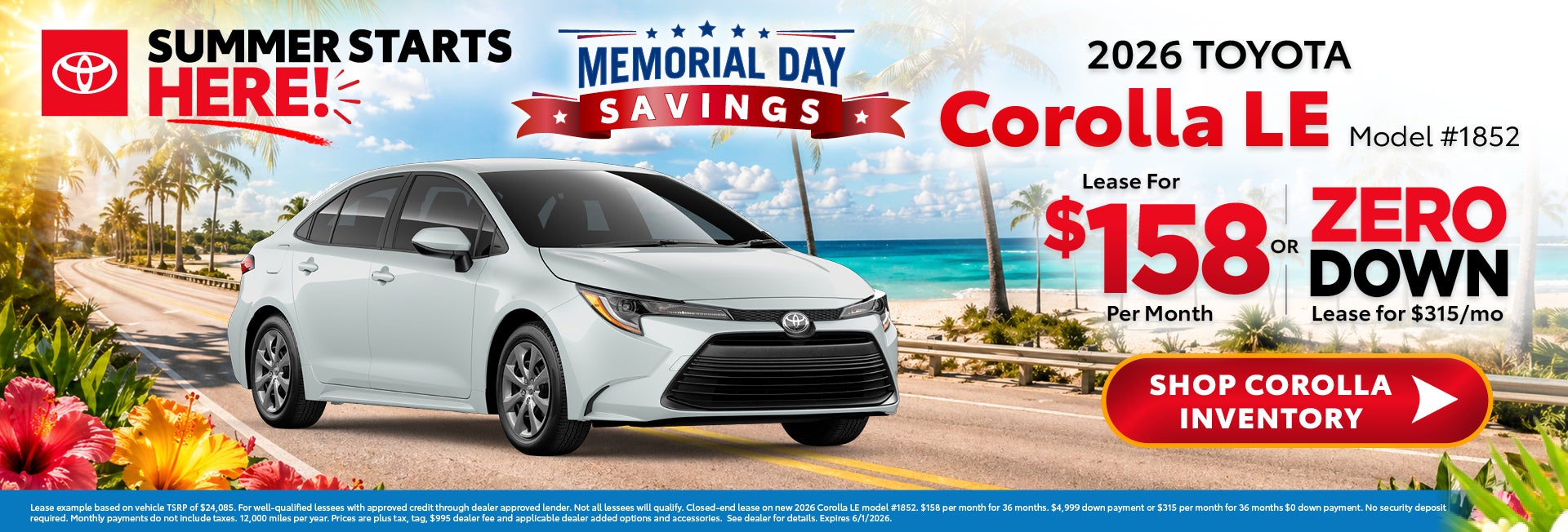 corolla memorial day savings
