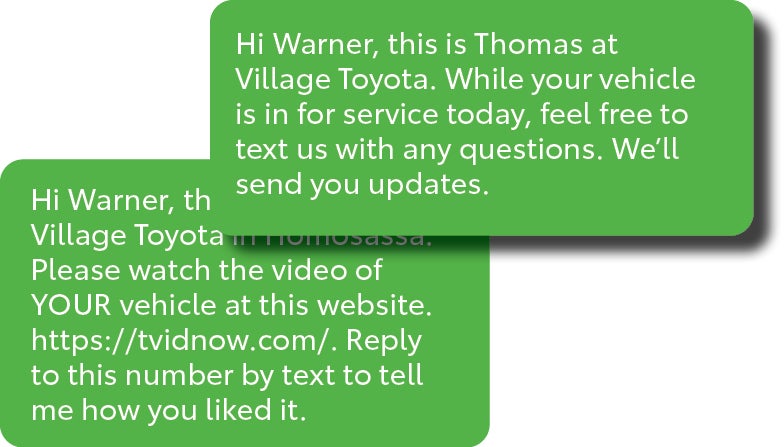 sms text about Village Toyota and their new video service