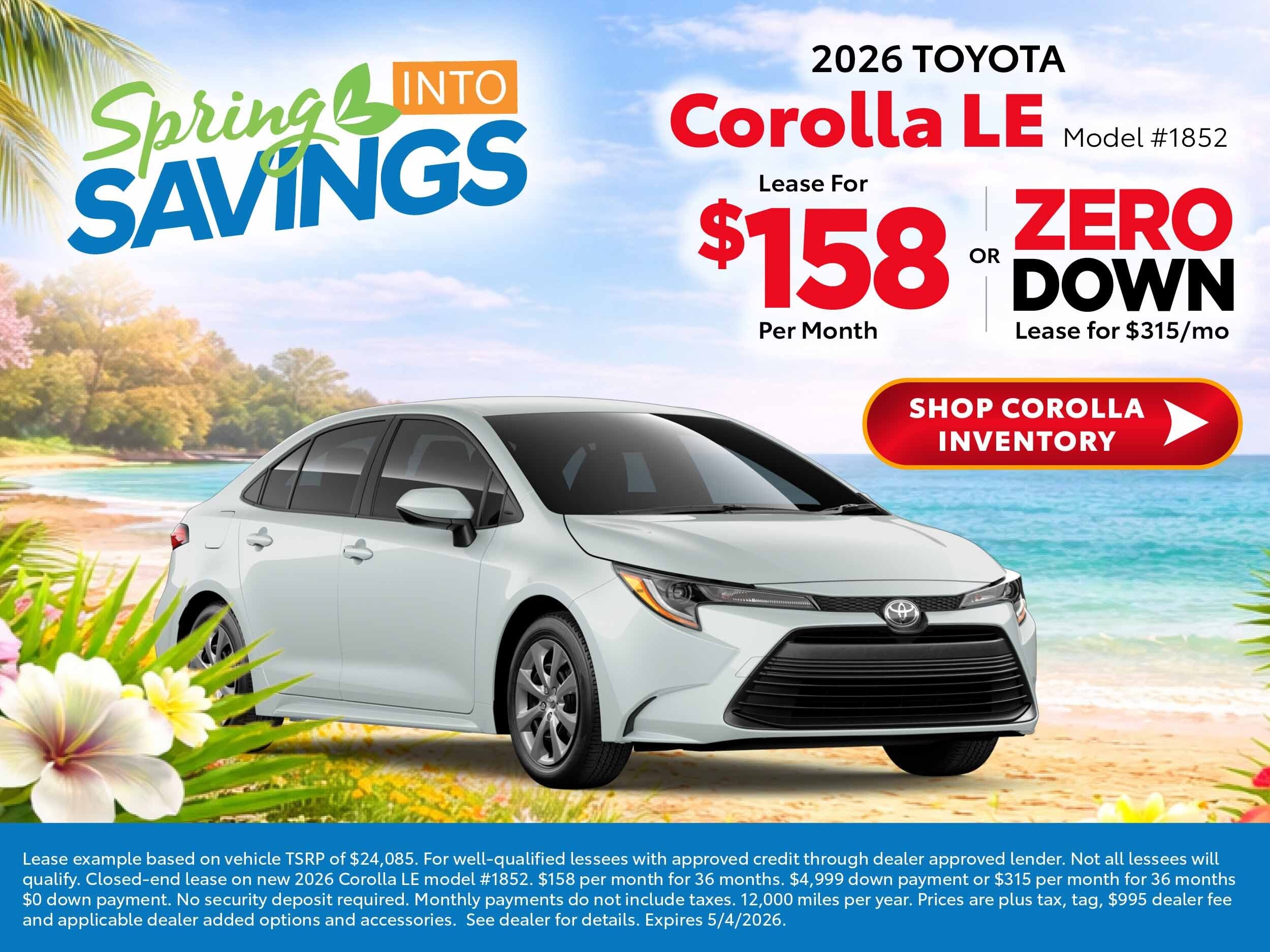 2026 corolla deals