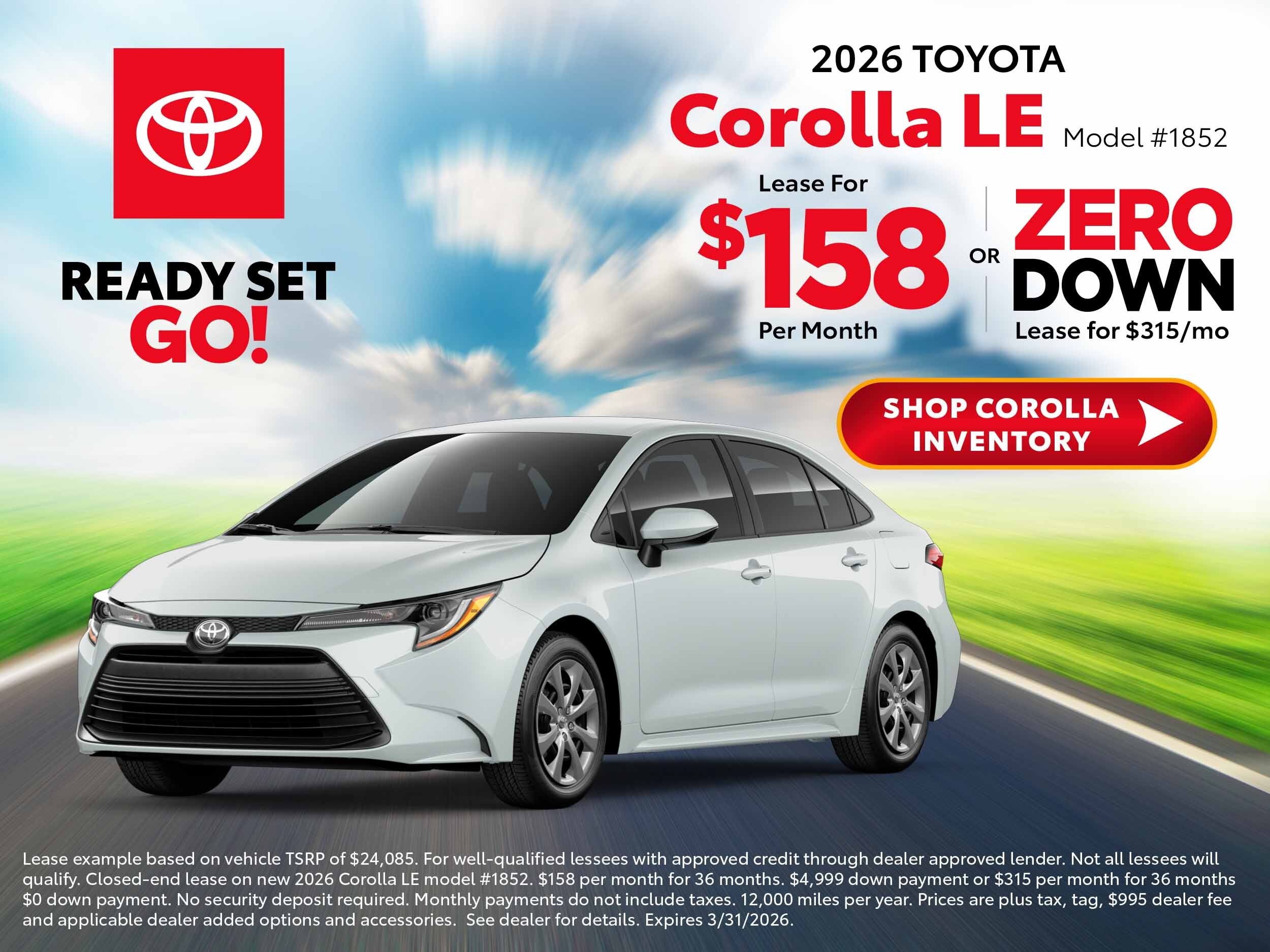 2026 corolla deals