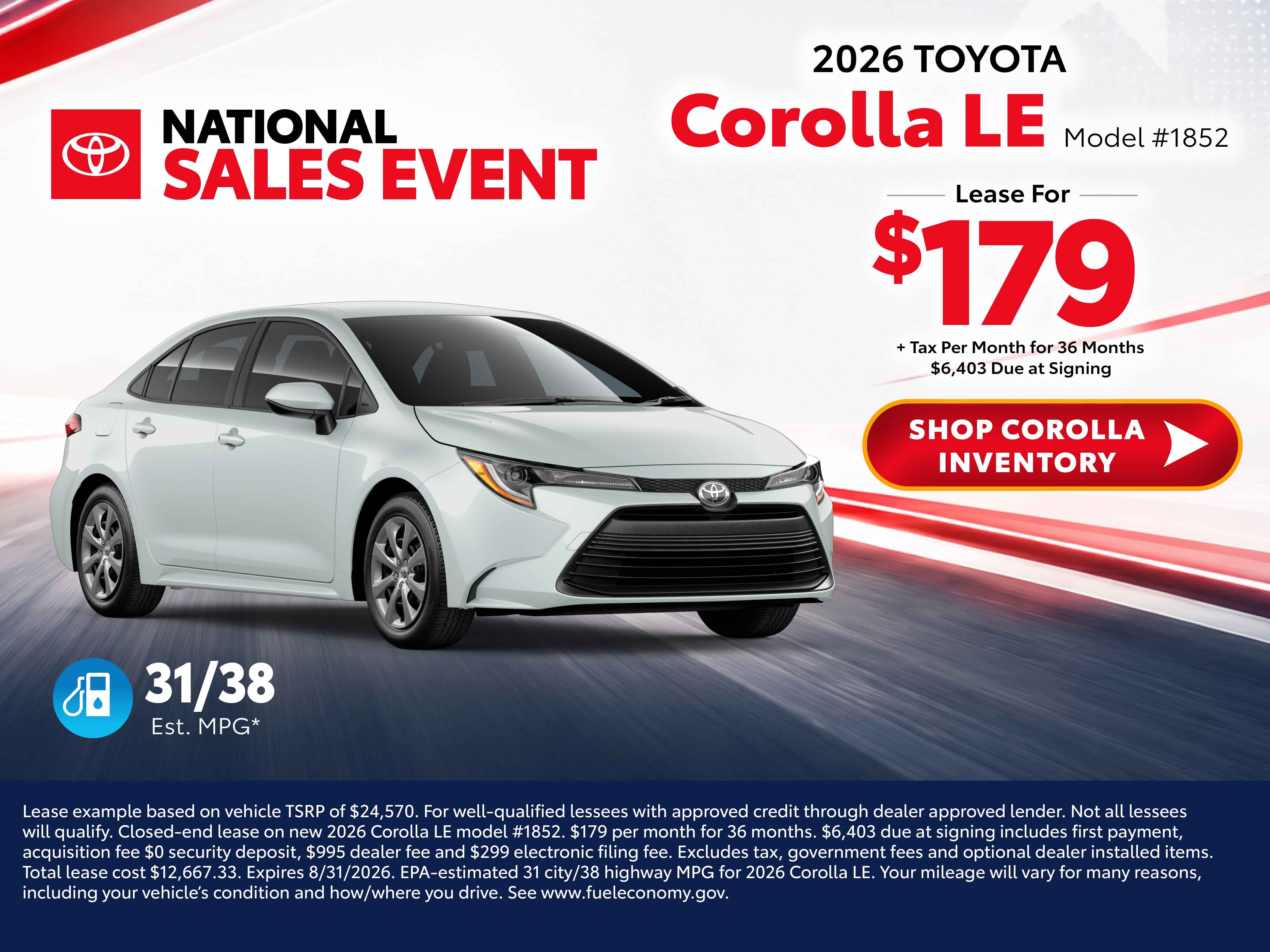 2026 corolla deals