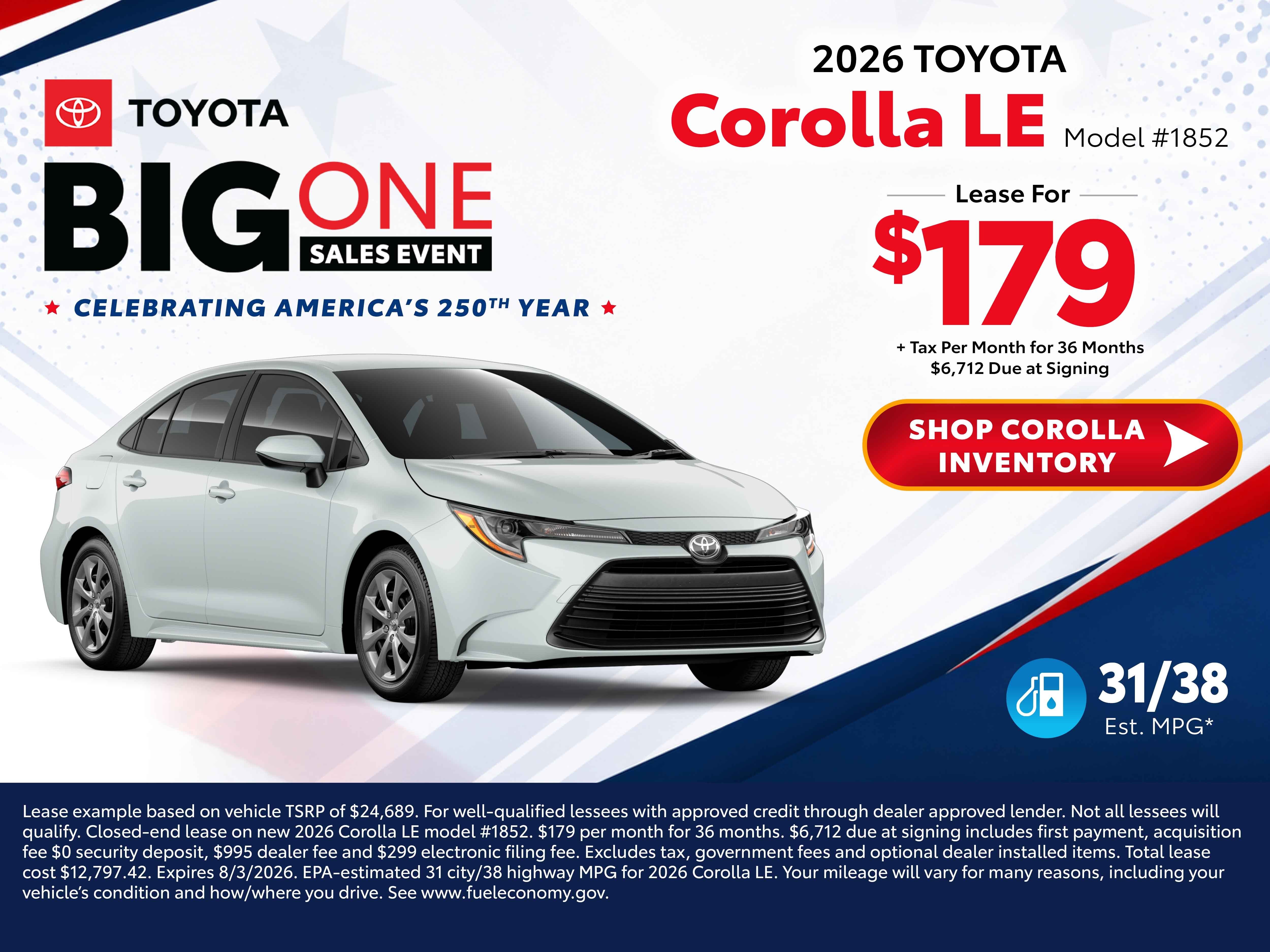 2026 corolla deals