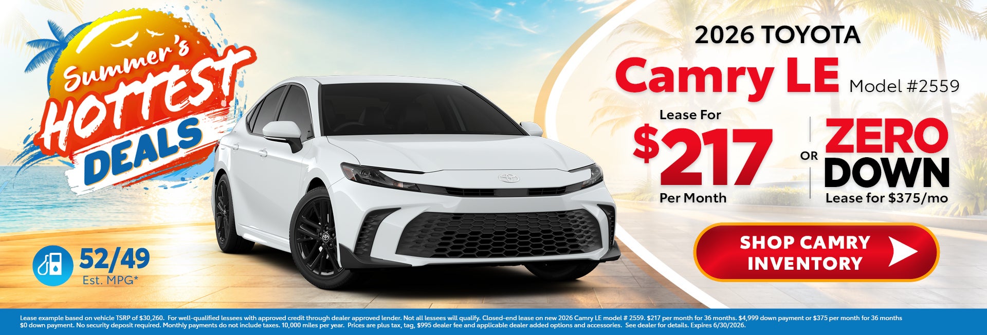 2026 camry 217 a month 