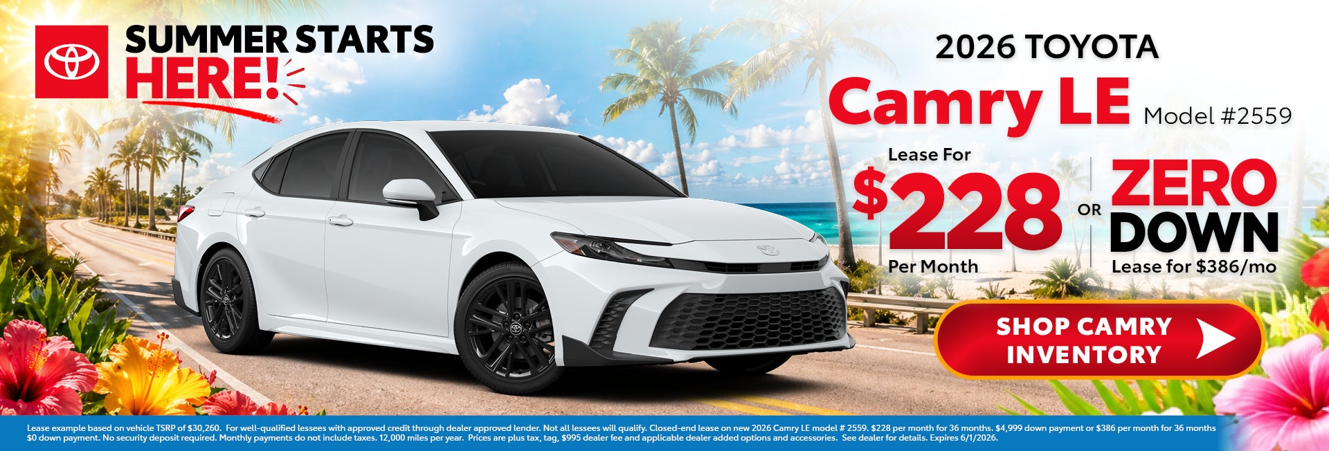 2026 camry 228 a month summer starts here